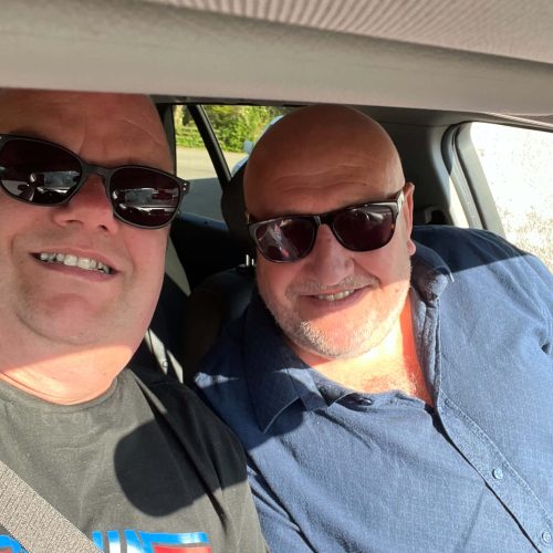 lanceandsteveincar
